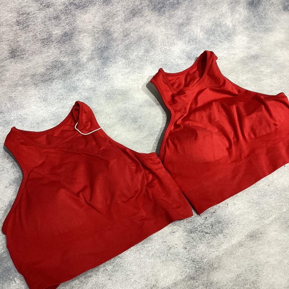 2 Fresought Red Racerback Tankini Sports Bra Size Medium NWOT